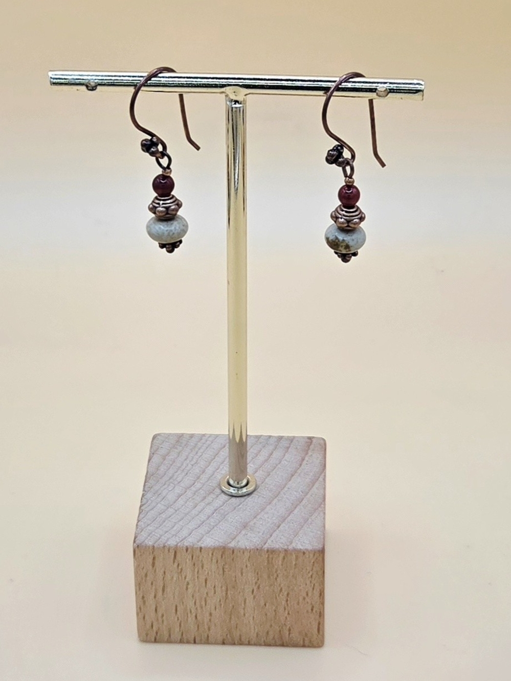 Jasper, Carnelian and Copper Dangle and Drop Earrings - Picture 2 of 4